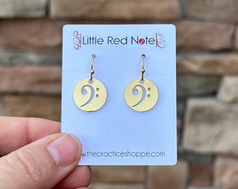 Bass Clef Disc Dangle Earrings