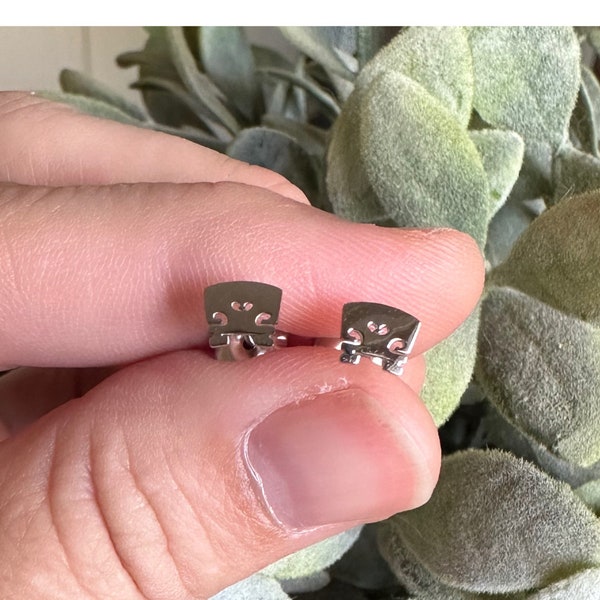 Violin Bridge Stainless Steel Post Stud Earrings