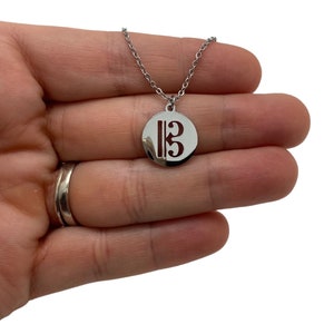 Stainless Steel Alto Clef Disc Necklace