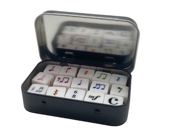Rainbow Rhythm Dice with box, set of 15, 16mm
