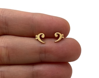 Bass Clef Stainless Steel Post Stud Earrings
