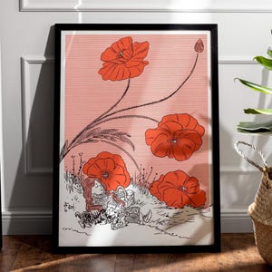 Dorothy in Poppy Field Wizard of Oz Print of Original W. W. Denslow Poppies Illustration from The Wonderful Wizard of Oz by L. Frank Baum