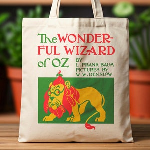 Wizard of Oz Tote Bag Featuring a Front/Back Design of the First Edition L Frank Baum Novel The Wonderful Wizard of Oz