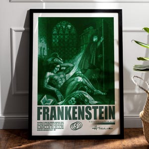Frankenstein Print of Original Théodor Matthias von Holst Monster Illustration for the 1831 Edition of the Novel by Mary Shelley Green Black