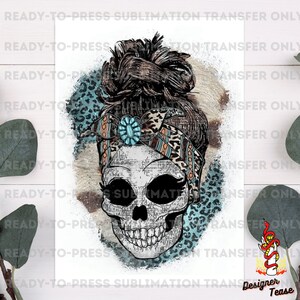 boho skull trendy Sublimation Transfer, Ready to press sublimation, sublimation design, sublimation shirt, boho design, country design