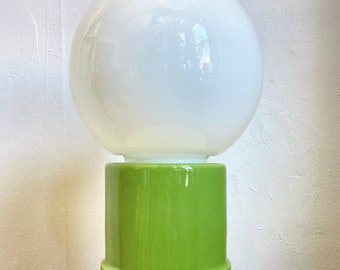Vintage MCM 1970s Avocado Green Ceramic Globe Table Lamp by Lawrence Peabody