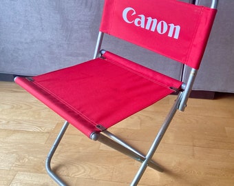 Vintage 80s Canon Camera Red Folding Collapsible Camping Novelty Chair - Like New!