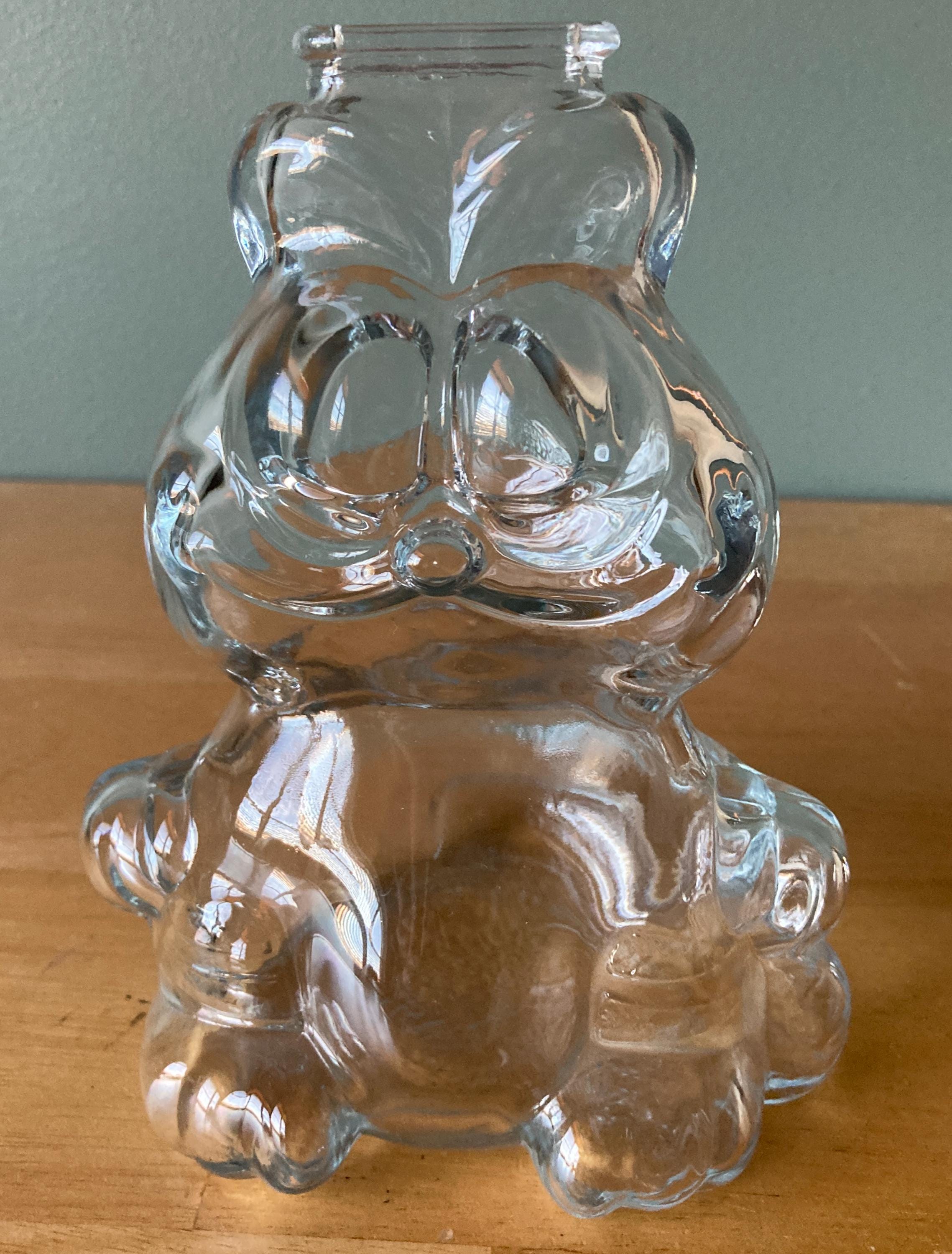 Vintage Anchor Hocking GARFIELD The Cat Clear Glass Coin Piggy Bank 7"