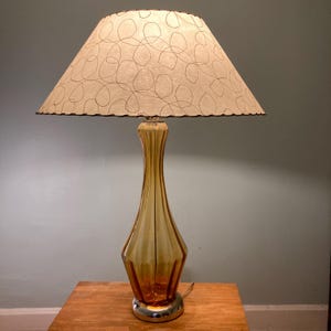 Vintage Extra Large MCM Fiberglass Lamp Shade 50s Atomic Mid Century Squiggles