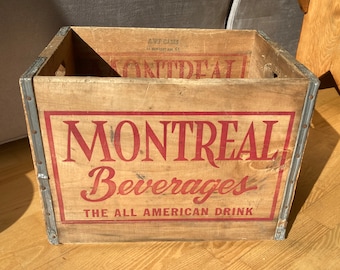 Vintage jaren 1950 Montreal drank houten verzendkrat uit Chicago Illinois