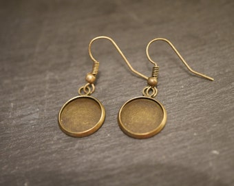 50 Ohrstecker für 12mm Cabochons Farbe bronze Ohrringe Fassungen Rohlinge #S402