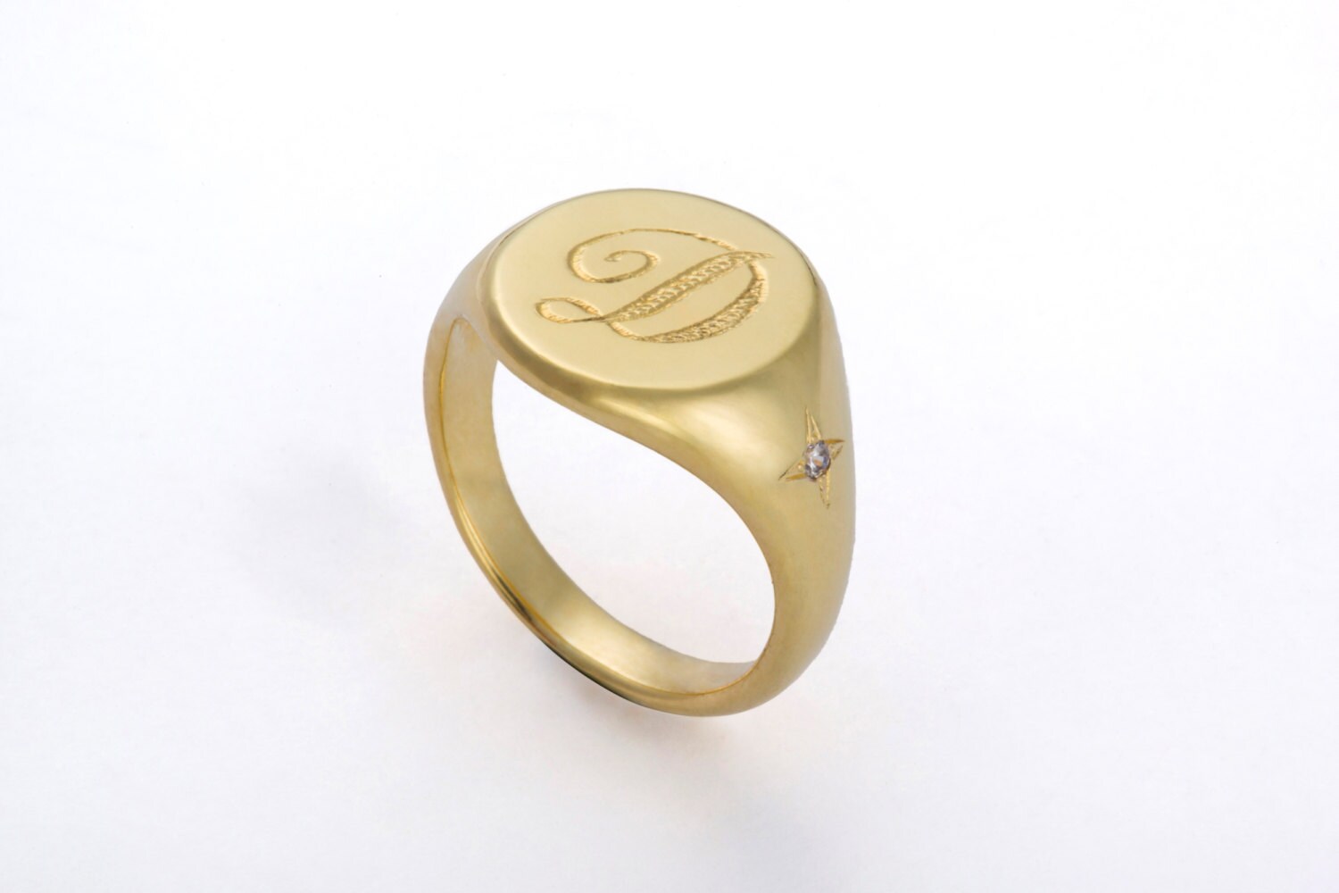 Women Monogram Ring Initial Ring Gold Personalized Ring Etsy