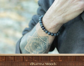 Men's Yoga Bracelet, Onyx Armband, Optimism Bracelet, Handmade Men's Bracelet, Yoga Gift Wrist Mala, Men's Obsidian Bracelet, Men's Jewelry