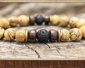Yoga Mala Armband, Men's Protection Bead Bracelet, Positivity Bracelet, Men Mala Bracelet, Prayer Bracelet, Hippie Jewelry Gift, Wrist Mala