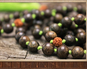 108 Mala Necklace, Mindfulness Mala, 108 Knotted Mala, Mala Beads Necklace, Yoga Necklace 108, Tassel Mala, Yoga Mala Brown, Handmade Mala
