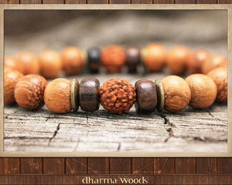 Rosewood Men's Bracelet, Men Gift Yoga Bracelet, Wood Mala Bracelet, Protection Bracelet Men, Rudraksha Wrist Mala, Men Brown Bead Bracelet