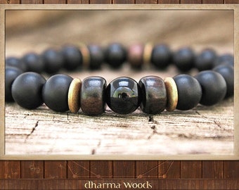 Men's Protection Bracelet, Onyx Bracelet, Handmade Men's Armband, Black Mala Bracelet, Men Bracelet Black, Men's Jewelry Gift, Yoga Bracelet