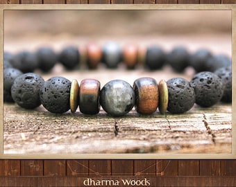 Men's Yoga Bracelet, Gemstone Bracelet for Men, Protection Bracelet for Men, Men Lava Armband, Bead Bracelet for Men, Mala Bracelet for Men