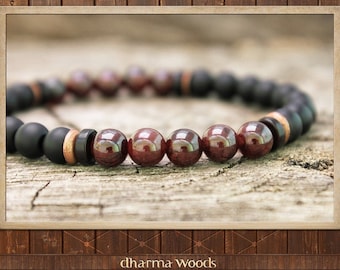 Men's Virility Bracelet, Garnet Bracelet, Root Chakra Bracelet, Men's Mala Bracelet, Men's Yoga Mala Armband, Handmade Men's Gift Bracelet