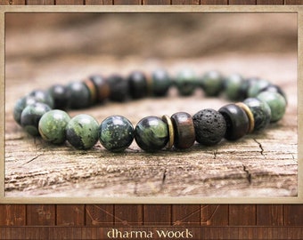 Men's Positivity Bracelet, Mala Bracelet for Men, Yoga Bracelet, Green Mala Bracelet, Meditation Bracelet, Men's Jewelry, Buddhist Bracelet