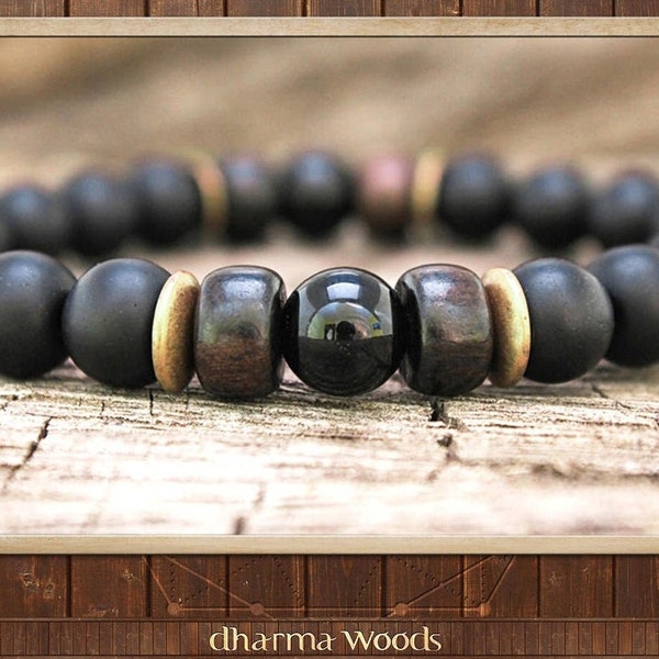 Men's Protection Bracelet, Onyx Bracelet, Handmade Men's Armband, Black Mala Bracelet, Men Bracelet Black, Men's Jewelry Gift, Yoga Bracelet