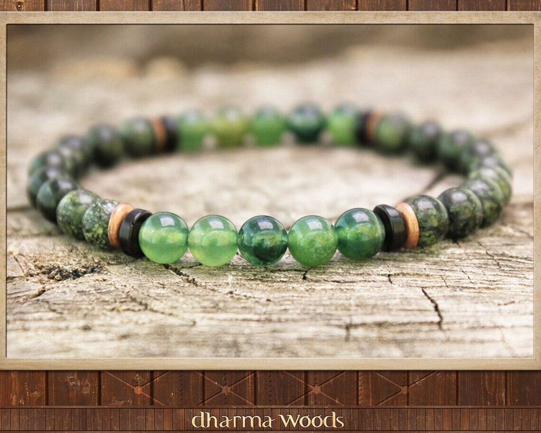 Women's Kundalini Bracelet, Heart Chakra Armband, Green Mala Bracelet