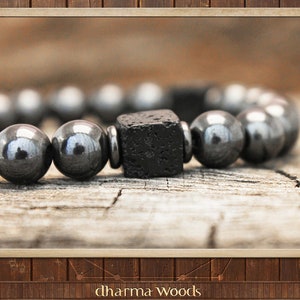 Protection Men's Bead Bracelet, Yoga Mala Armband, Men Magnetic Hematite Bracelet, Lava Rock Bracelet, Meditation Bracelet, Men Jewelry Gift image 2