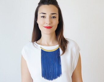 Teacher Gift for Hostess Gift Mom Wife Gift for Grandmother Daughter Gift for Sister Blue Necklace Fringe Necklace Inspirational/ CHEORA
