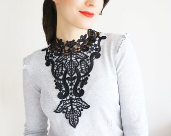 Venise Lace Necklace Lace Jewelry Black Necklace Bib Necklace Statement Necklace Body Jewelry Lace Fashion Fashion Accessory / ALLORA