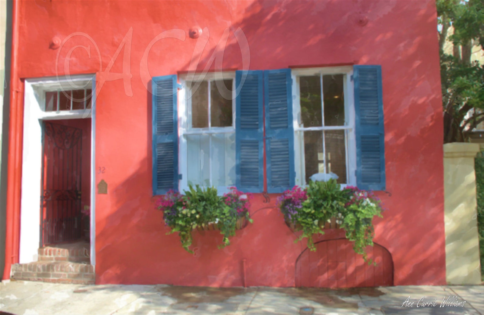Salmon colored house in Charleston South Carolina canvas Etsy