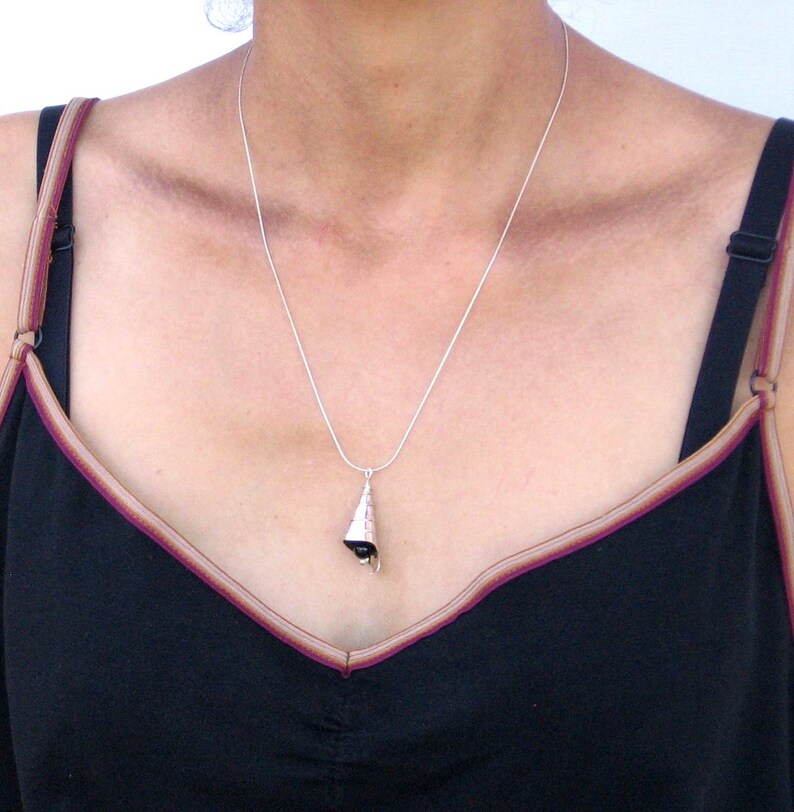 Sterling Silver Necklace With Swinging Onyx Gemstone OOAK Etsy