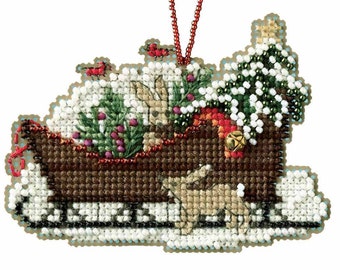 Woodland Sleigh Cross Stitch Kit Mill Hill 2017 Sleigh Ride MH161735