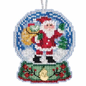 Santa Claus Snow Globe Beaded Counted Cross Stitch Kit Mill Hill 2019 Ornament MH161931