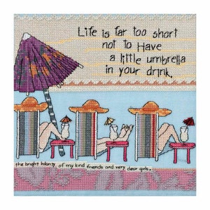 Life's Too Short Beaded Cross Stitch Kit Curly Girl 2018 Mill Hill CG301813