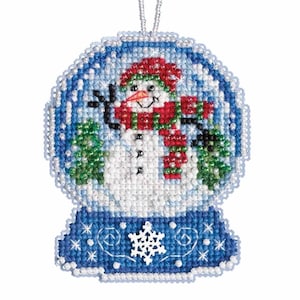 Snowman Snow Globe Beaded Counted Cross Stitch Kit Mill Hill 2019 Ornament MH161933