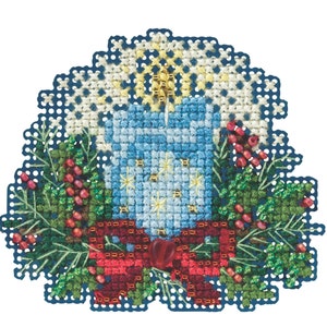 Candlelight Beaded Counted Cross Stitch Christmas Ornament Kit Mill Hill 2015 Winter Holiday MH185306