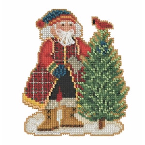 Scotch Pine Santa Cross Stitch Kit Mill Hill 2022 Timberline Santas Ornament MH202231