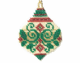 10% Off Mill Hill Beaded Holiday Collection X-stitch/Bead Kit Emerald Flourish 