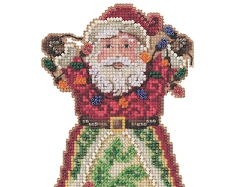 Santa with Lights Cross Stitch Ornament Kit Mill Hill 2021 Jim Shore JS202111