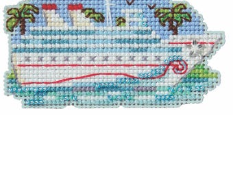 Winter Cruise Cross Stitch Ornament Kit Mill Hill 2025 Winter Holiday MH182534