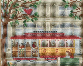 Trolley Car Cross Stitch Kit Mill Hill 2026 Buttons & Beads Spring MH142615