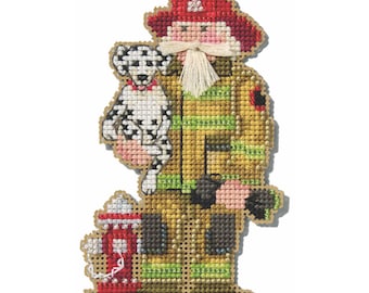 Firefighter Santa Cross Stitch Kit Mill Hill 2025 First Responder Santas Ornament MH202532
