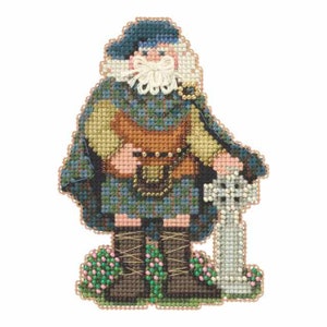 Scotland Santa Beaded Counted Cross Stitch Christmas Ornament Kit Mill Hill 2015 Celtic Santas MH205301