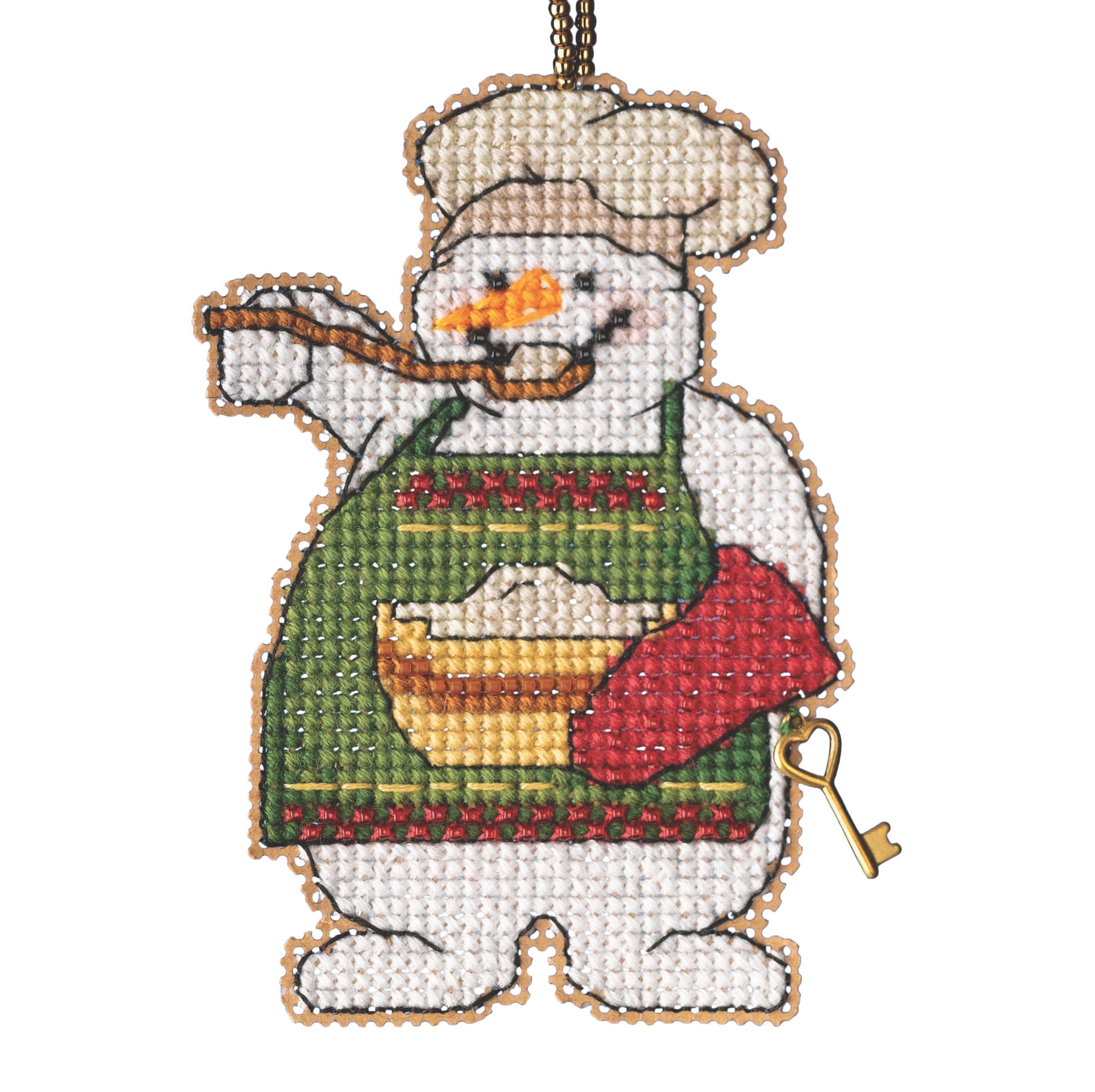 Wishing Snowman Cross Stitch Kit Mill Hill 2021 Ornament MH162131 Wishing Snowman Cross Stitch Kit Mill Hill 2021 Ornament MH162131