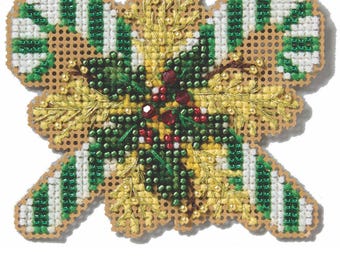 Green Candy Canes Cross Stitch Ornament Kit Mill Hill 2025 Winter Holiday MH182532