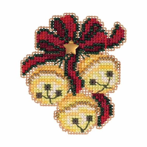 Jingle Bell Trio Cross Stitch Ornament Kit Mill Hill 2019 Winter Holiday  MH181933