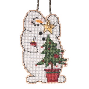 Trimming Snowman Beaded Counted Cross Stitch Kit Mill Hill 2021 Charmed Ornament MH162132