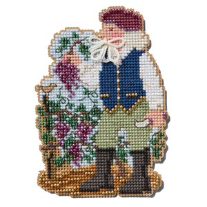 Vineyard Santa Cross Stitch Kit Mill Hill 2024 Mediterranean Santas Ornament MH202433