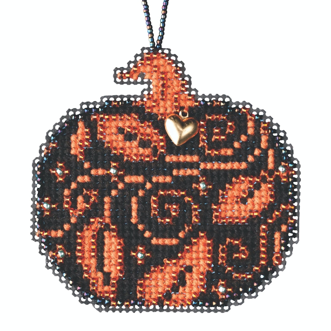 Glowing Pumpkin Beaded Counted Cross Stitch Kit Mill Hill 2020 Painted ...