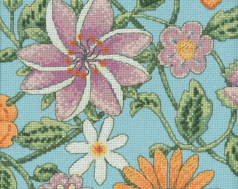 Floral Blue Two 2 Cross Stitch Kit Mill Hill 2022 Debbie Mumm Floral Fantasy